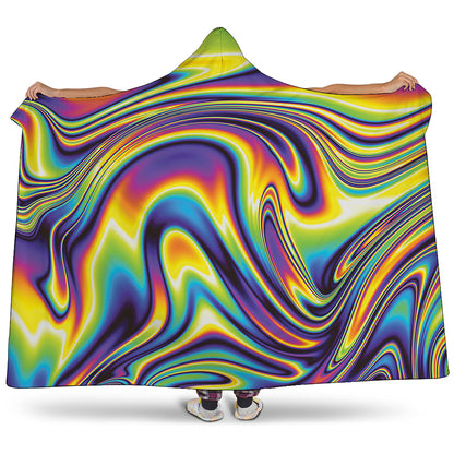 Psychedelic Gradient Print Hooded Blanket