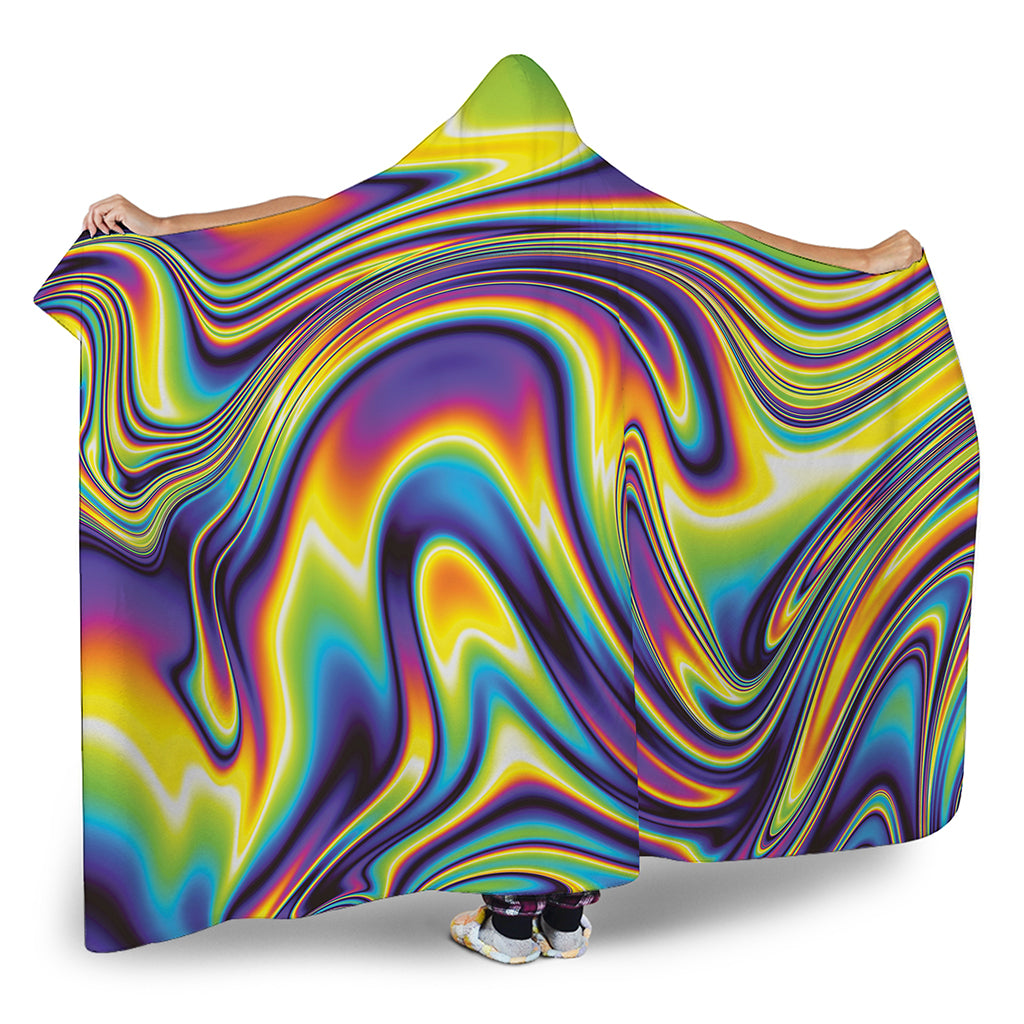 Psychedelic Gradient Print Hooded Blanket