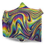 Psychedelic Gradient Print Hooded Blanket