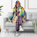 Psychedelic Gradient Print Hooded Blanket