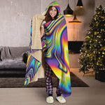 Psychedelic Gradient Print Hooded Blanket