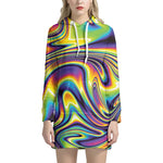 Psychedelic Gradient Print Hoodie Dress
