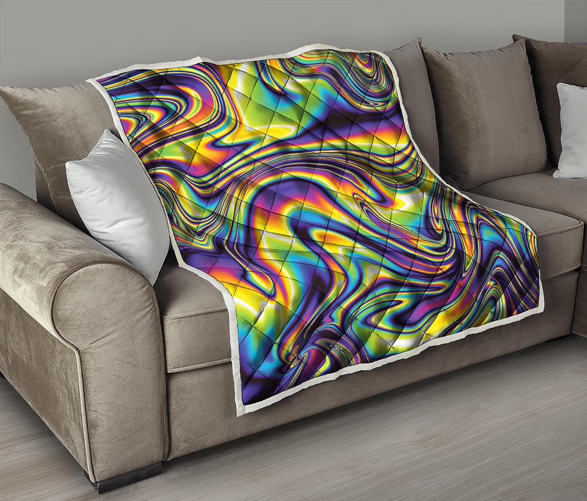 Psychedelic Gradient Print Quilt