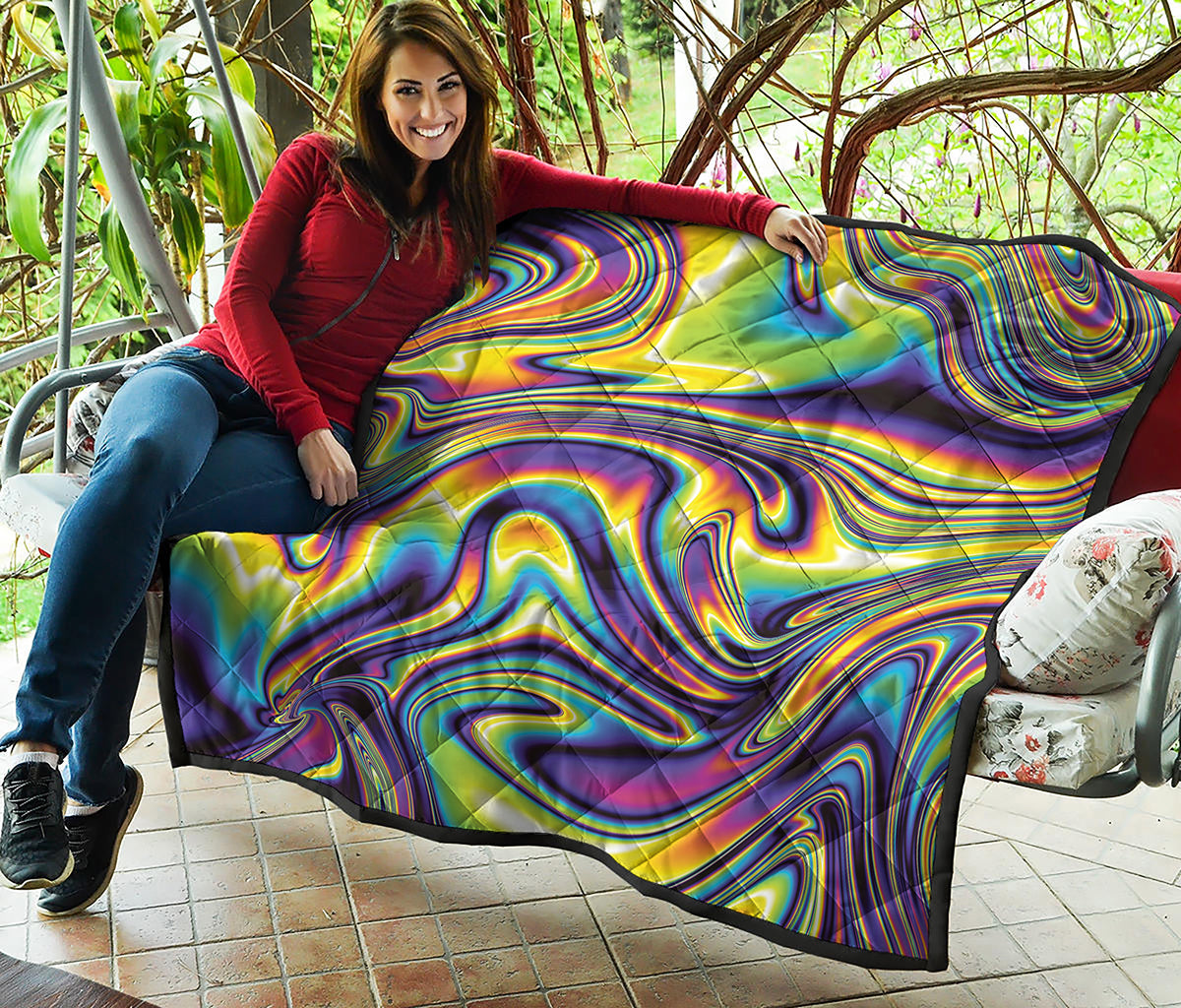 Psychedelic Gradient Print Quilt