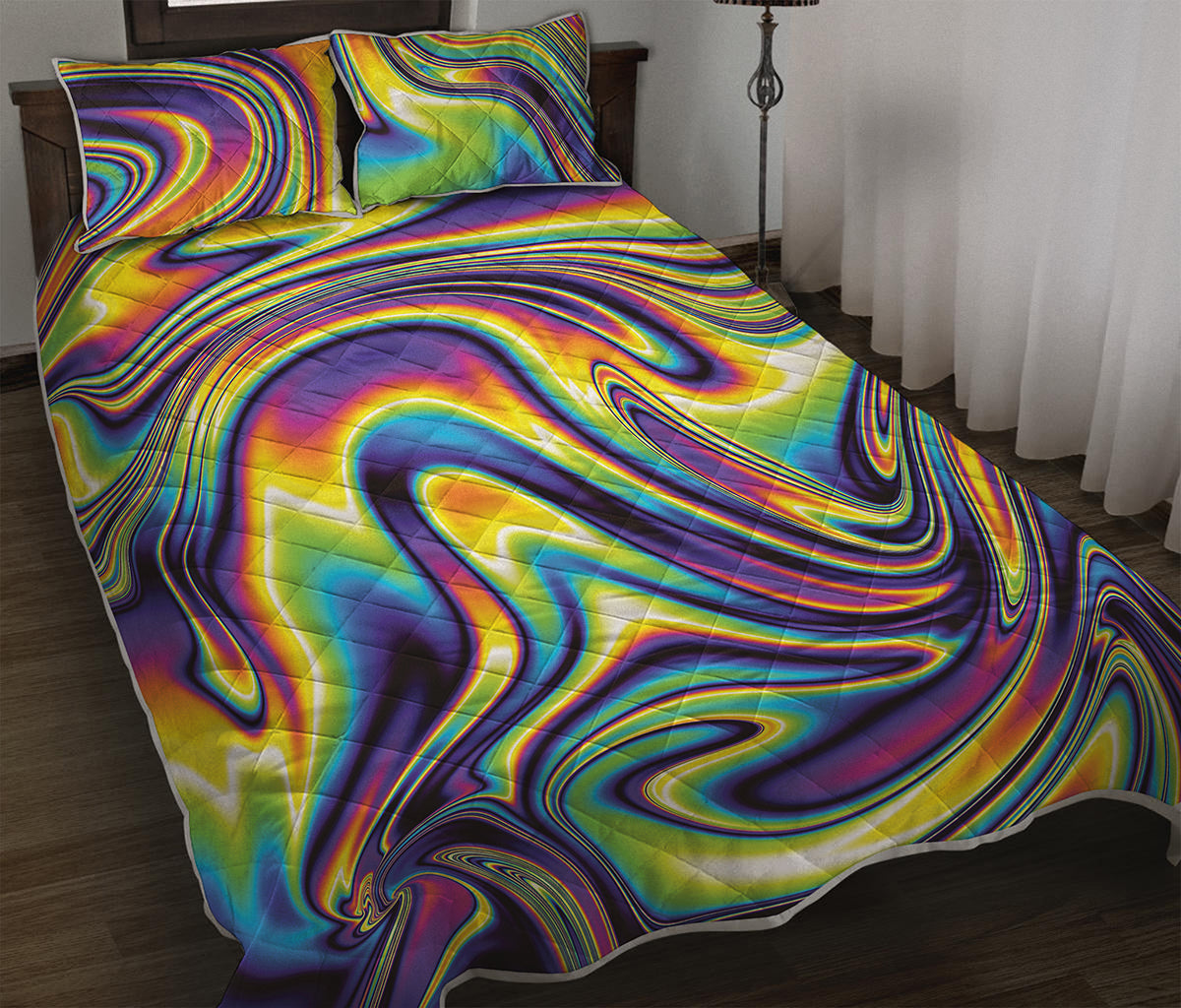Psychedelic Gradient Print Quilt Bed Set