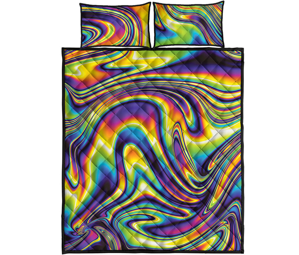 Psychedelic Gradient Print Quilt Bed Set
