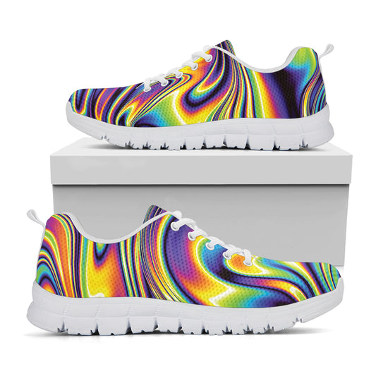 Psychedelic Gradient Print White Sneakers