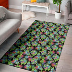 Psychedelic Hawaiian Flower Print Area Rug