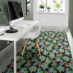 Psychedelic Hawaiian Flower Print Area Rug