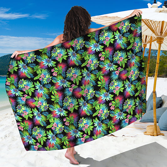 Psychedelic Hawaiian Flower Print Beach Sarong Wrap