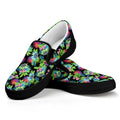 Psychedelic Hawaiian Flower Print Black Slip On Sneakers