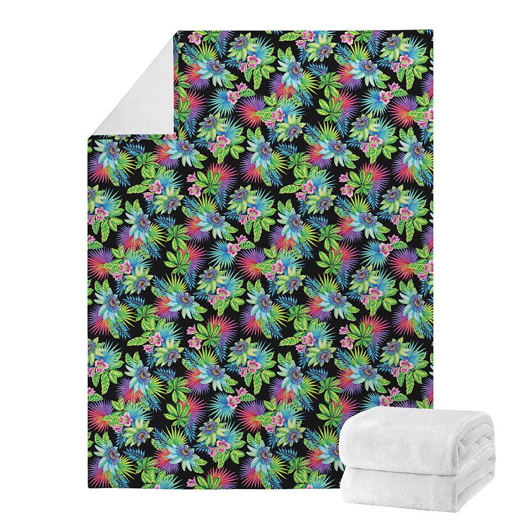 Psychedelic Hawaiian Flower Print Blanket