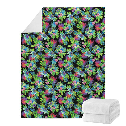 Psychedelic Hawaiian Flower Print Blanket
