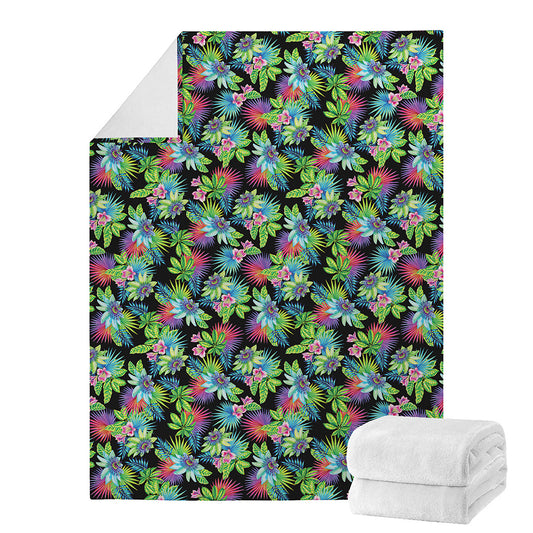 Psychedelic Hawaiian Flower Print Blanket