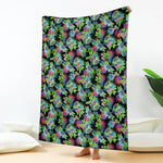 Psychedelic Hawaiian Flower Print Blanket