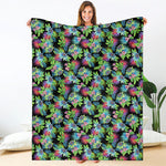 Psychedelic Hawaiian Flower Print Blanket