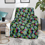Psychedelic Hawaiian Flower Print Blanket