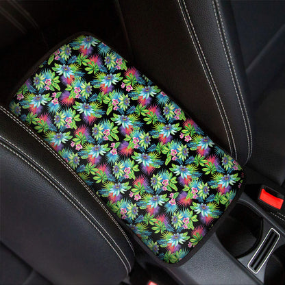 Psychedelic Hawaiian Flower Print Car Center Console Cover
