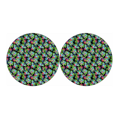 Psychedelic Hawaiian Flower Print Car Coasters