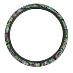 Psychedelic Hawaiian Flower Print Car Steering Wheel Cover