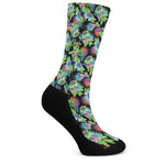 Psychedelic Hawaiian Flower Print Crew Socks