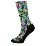 Psychedelic Hawaiian Flower Print Crew Socks