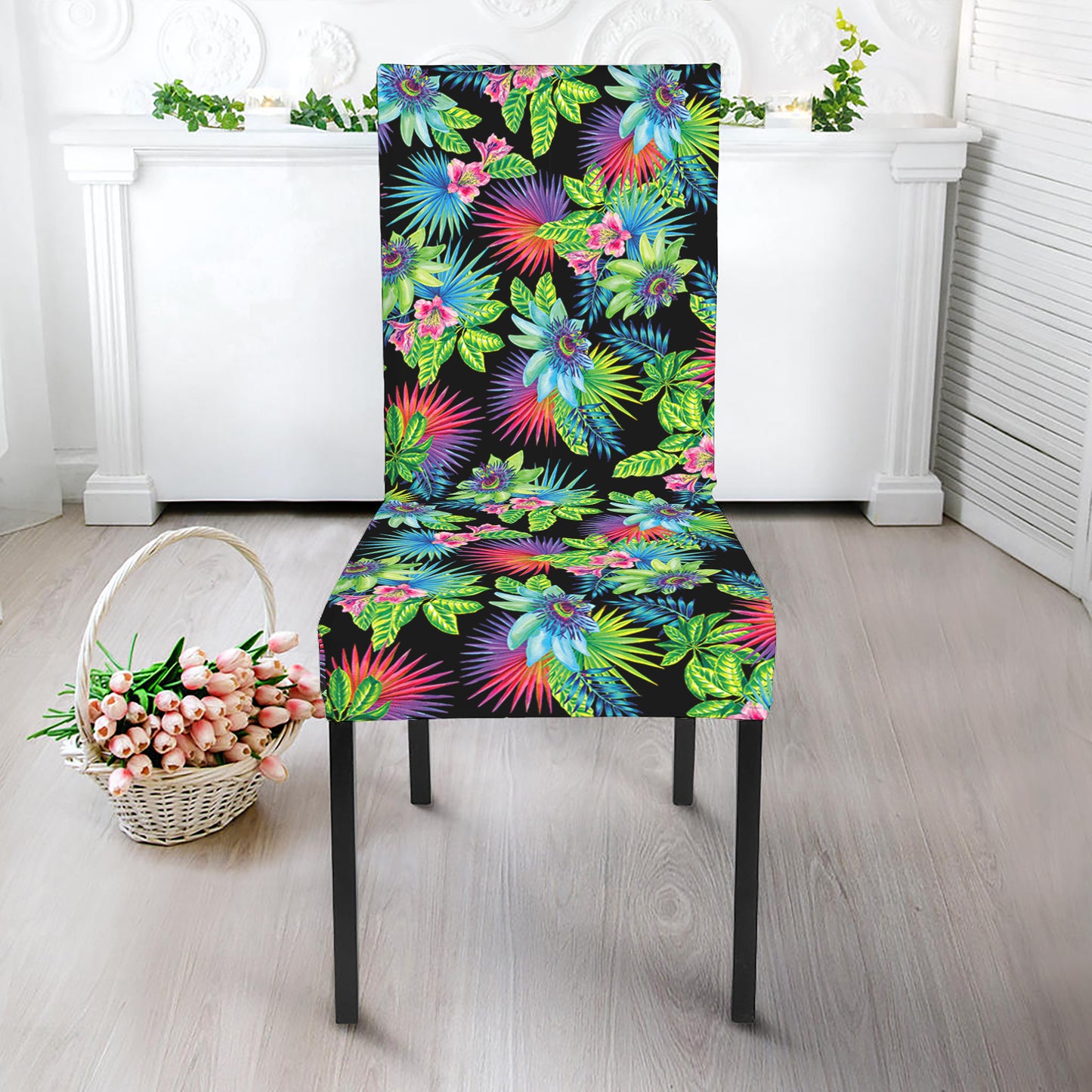 Psychedelic Hawaiian Flower Print Dining Chair Slipcover