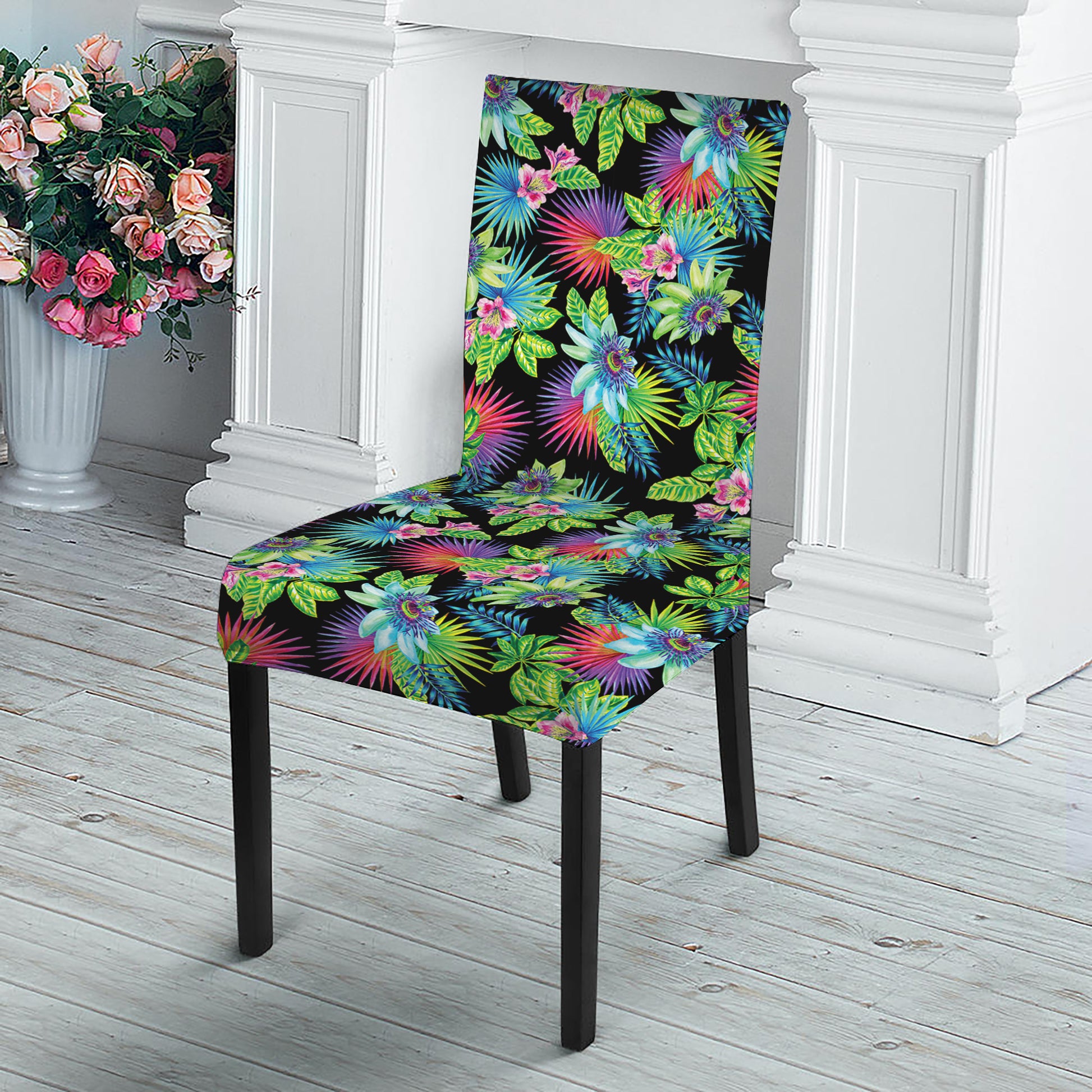 Psychedelic Hawaiian Flower Print Dining Chair Slipcover