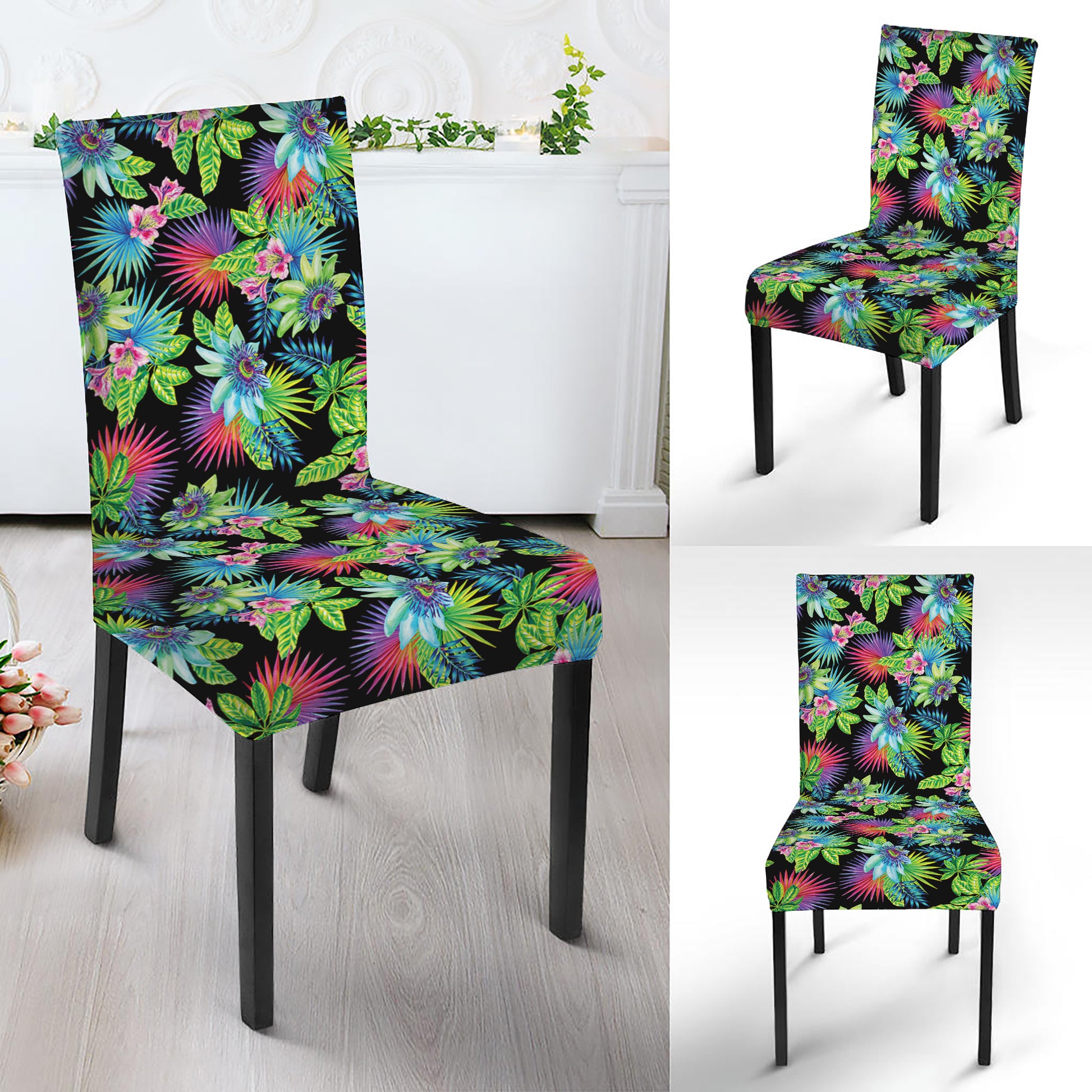 Psychedelic Hawaiian Flower Print Dining Chair Slipcover