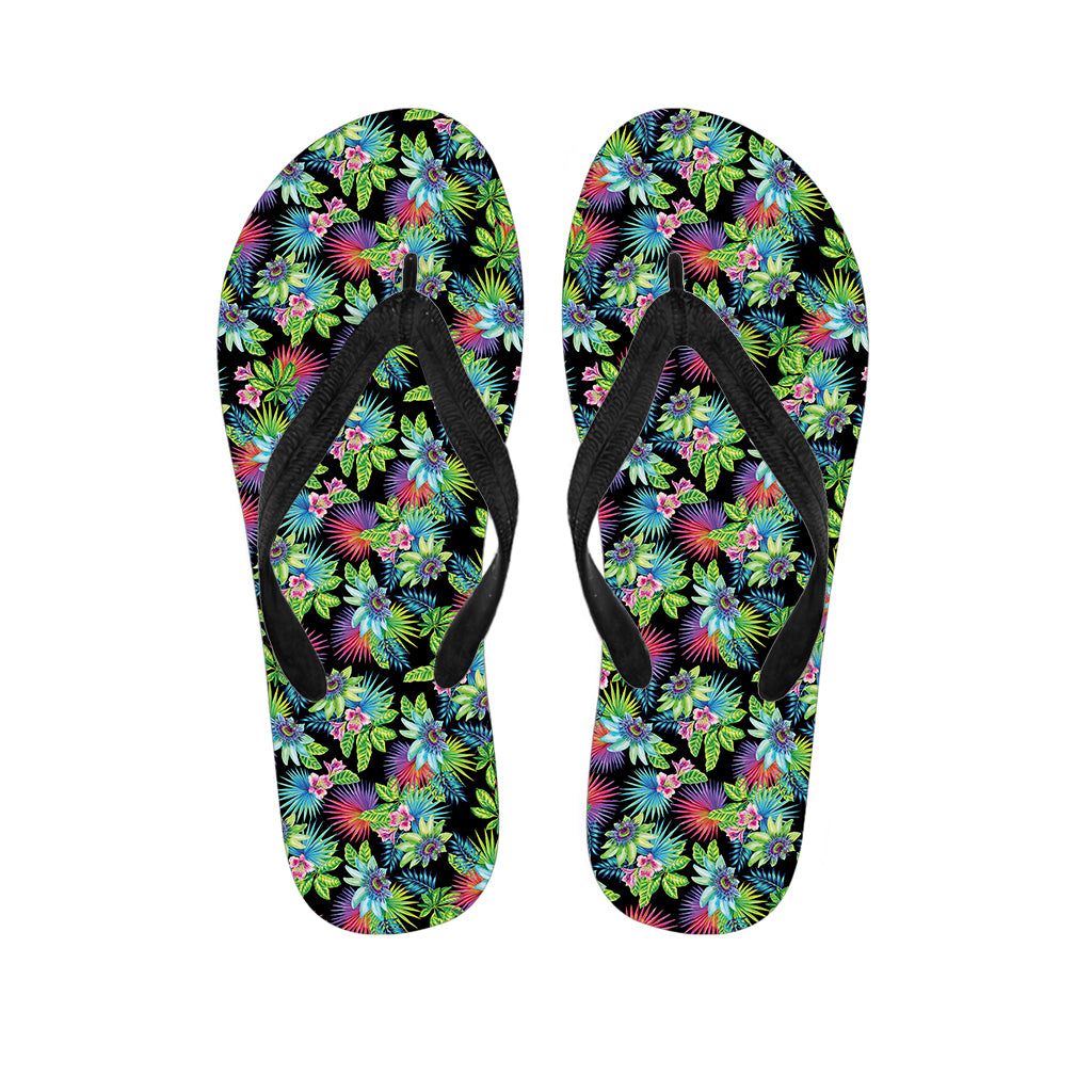 Psychedelic Hawaiian Flower Print Flip Flops