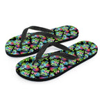 Psychedelic Hawaiian Flower Print Flip Flops