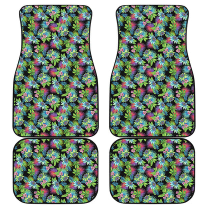 Psychedelic Hawaiian Flower Print Front and Back Car Floor Mats