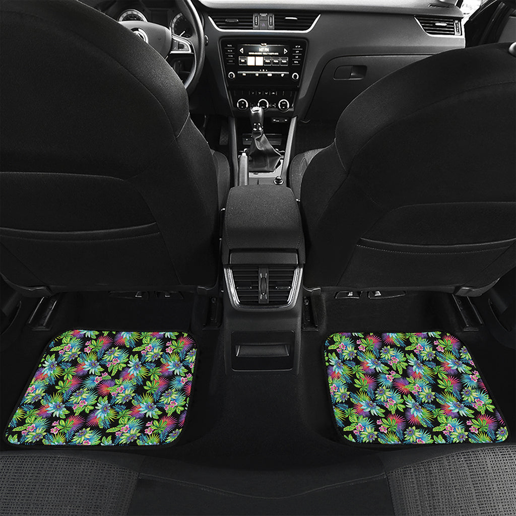 Psychedelic Hawaiian Flower Print Front and Back Car Floor Mats