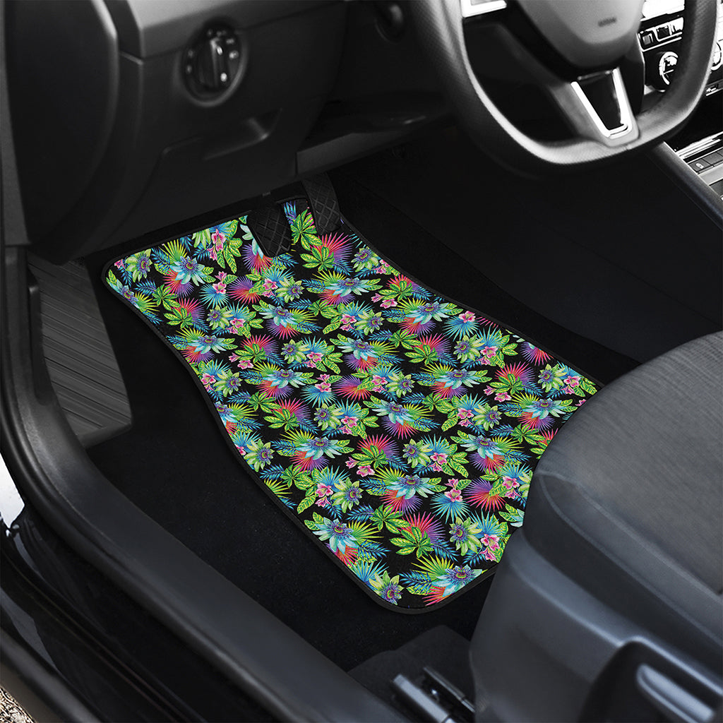 Psychedelic Hawaiian Flower Print Front and Back Car Floor Mats