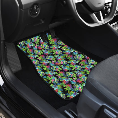 Psychedelic Hawaiian Flower Print Front and Back Car Floor Mats