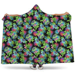 Psychedelic Hawaiian Flower Print Hooded Blanket