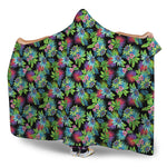 Psychedelic Hawaiian Flower Print Hooded Blanket