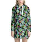 Psychedelic Hawaiian Flower Print Hoodie Dress