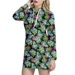 Psychedelic Hawaiian Flower Print Hoodie Dress