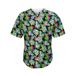 Psychedelic Hawaiian Flower Print Men's Baseball Jersey