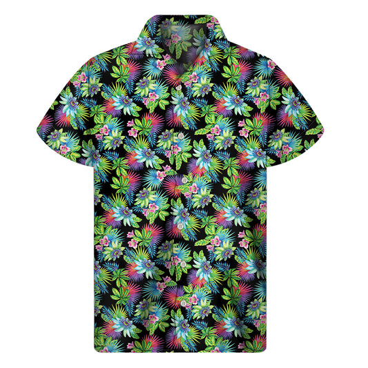 Psychedelic Hawaiian Flower Print Men's Short Sleeve Shirt