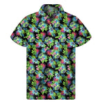 Psychedelic Hawaiian Flower Print Men's Short Sleeve Shirt