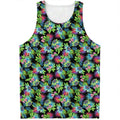 Psychedelic Hawaiian Flower Print Men's Tank Top
