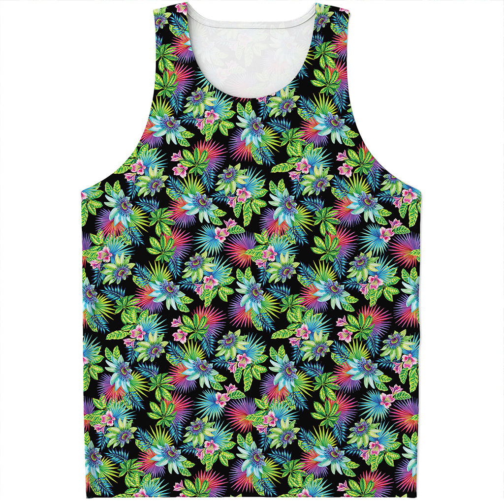 Psychedelic Hawaiian Flower Print Men's Tank Top