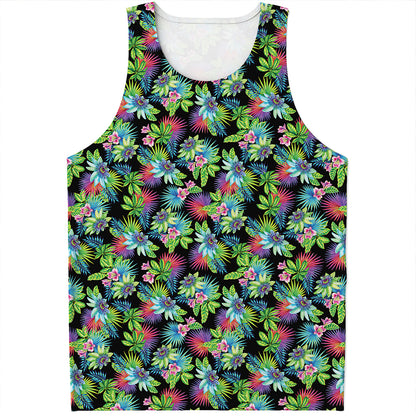 Psychedelic Hawaiian Flower Print Men's Tank Top