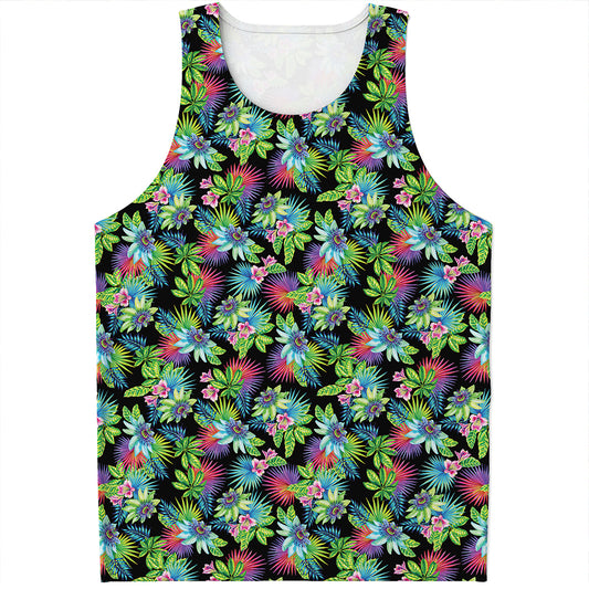 Psychedelic Hawaiian Flower Print Men's Tank Top
