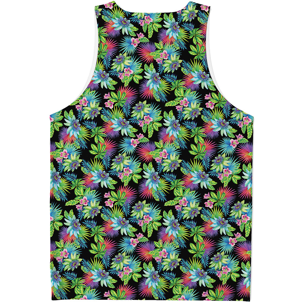 Psychedelic Hawaiian Flower Print Men's Tank Top