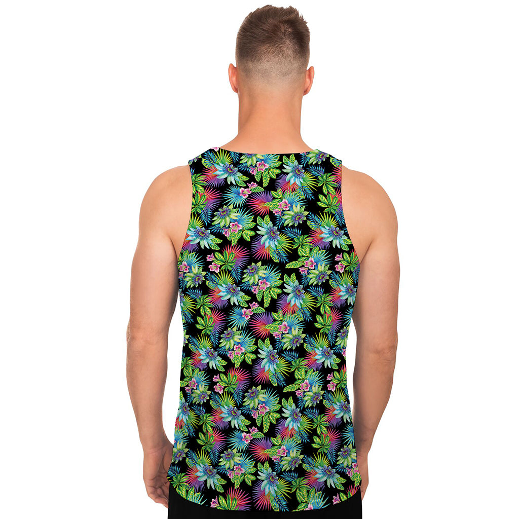 Psychedelic Hawaiian Flower Print Men's Tank Top