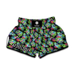 Psychedelic Hawaiian Flower Print Muay Thai Boxing Shorts
