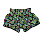 Psychedelic Hawaiian Flower Print Muay Thai Boxing Shorts